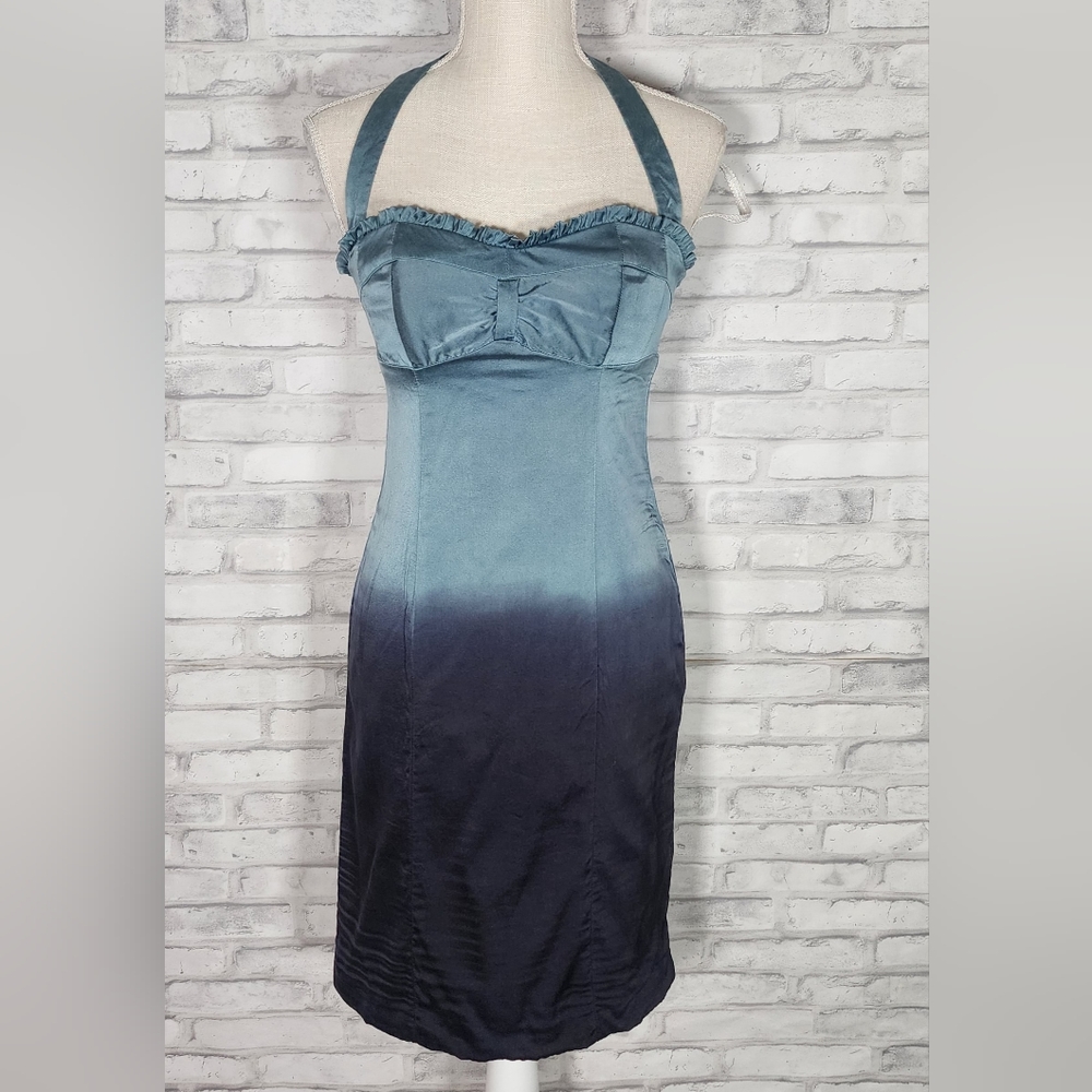 Vintage Betsey Johnson Halter Ombre Blue Evening dress